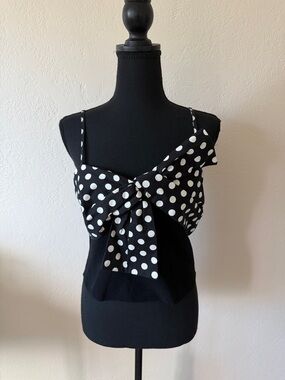 EUC ANTHRO DOLAN Black Polka Dot Tie-Front Cami Top SIZE MED